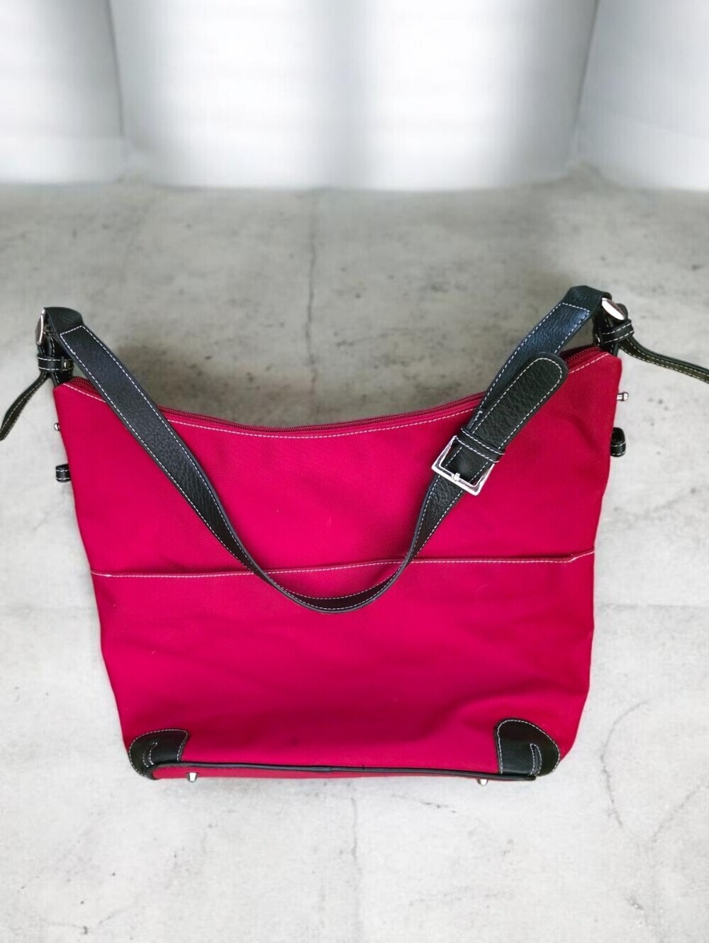 MAXX NY Large Red Microfiber with Black Trim Shoulder Bag - Picture 16 of 16